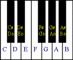 Piano Keyboard with note names